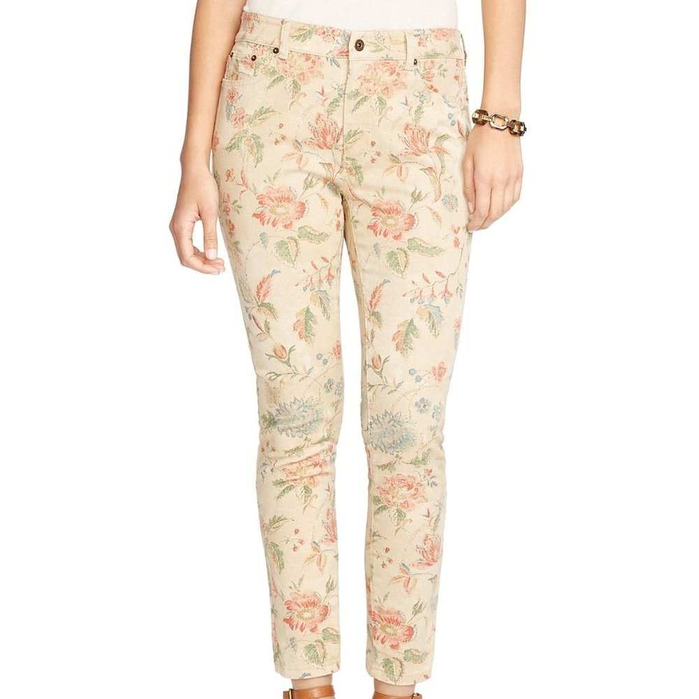 Floral tan Lisbeth crop Jeans